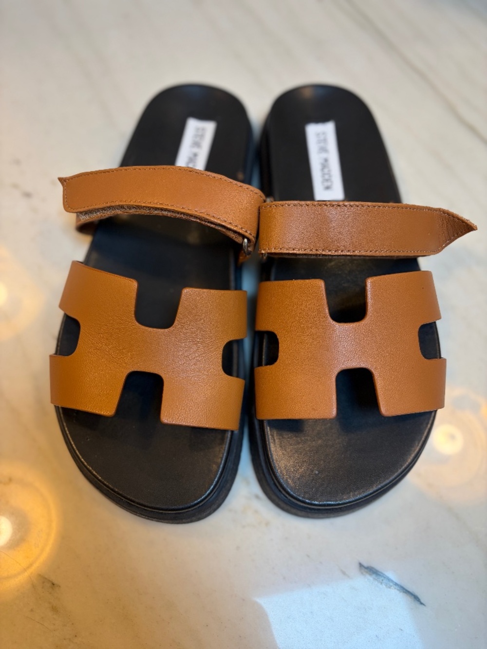 NIB Steve Madden Women's MAYVEN Sandal Cognac Leather SZ 7.5